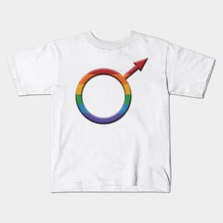 Rainbow Colored Round Gay Pride Male Gender Symbol Kids T-Shirt